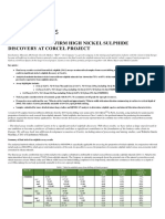 Final Assays Confirm High Nickel Sulphide Discovery at Corcel Project