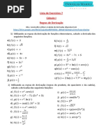 Lista 7 de Cálculo I - Regras de Derivação