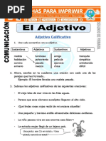 Ficha de El Adjetivo para Segundo de Primaria