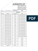 Sliding Head Machine List