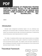 The Effectiveness of Promoting Proper Waste Disposal Policy