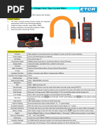 ETCR9330B Large Caliber H - L Voltage Hook Type Current Meter Catalog