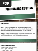 Pricing and Costing