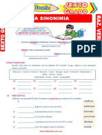 La Sinonimia para Sexto Grado de Primaria