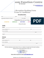 Ballroom Reception Booking Form