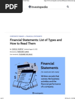 Financial Statements List of Types and How To Read Them