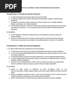 Procedimiento en La Entrada y Salida de Materiales en Un Almacen