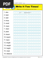 2nd Grade Spelling Words Week 10