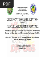 Certificate of Appreciation