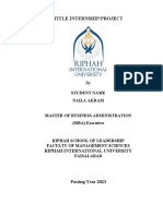 Title Internship/Project: Student Name Naila Akram Master of Business Administration (MBA) Executive