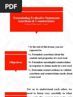 Formulating Evaluative Statements Assertions & Counterclaims