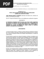 Ley Del Centro de Conciliacion Laboral Del Estado de Colima