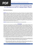 Selection of Risk Assessment Criteria: Minimising Risk For Offloading Area and Port Tanjung Pelepas Channel