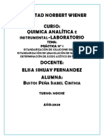 Practica #1 Estandarización de Soluciones Básicas. Estandarización de Unasolución de Naoh 0,1N y Determinación de Ácido Acético en Vinagre