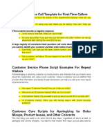 Customer Service Call Template For First