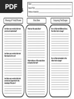 Close Reading Graphic Organizer