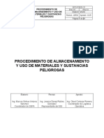 Sifs-Pseg-15. - Procedimiento de Almacenamiento y Uso de Materiales y Sustancias Peligrosas