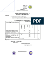 CSS - 1st Grade - 2nd Quarter - Exam - TOS