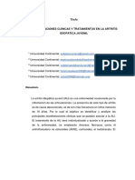 Manifestaciones Clínicas y Tratamientos en La Artritis Idiopática Juvenil