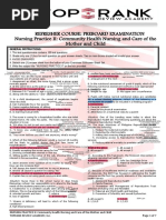 Refresher Course: Preboard Examination Nursing Practice II: Community Health Nursing and Care of The Mother and Child