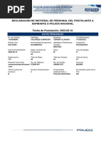 Declaración de Historial de Personal Del Postulante A Aspirante A Policía Nacional