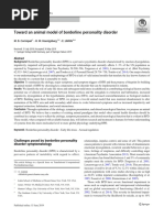 Toward An Animal Model of Borderline Personality Disorder