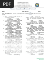 1st Quarter Examination in Household Services 9