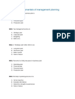 MCQs On Fundamentals of Management Planning