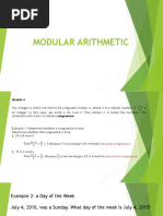 Lecture 10 MODULAR ARITHMETIC