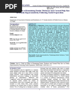 Study On Effect of Remaining Dentin Thickness and Coronal Pulp Size On Dentin Hypersensitivity Following Tooth Preparation