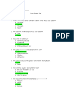 Solar System Unit Pretest Post Test Answer Key