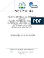 Convocatoria Festitorneo Liga de Natación de Caldas Calamares - Atlantis 2022