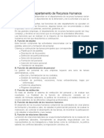 Funciones Del Departamento de Recursos Humanos