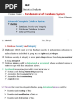 Advanced Concept of Fundametals of Database Systemn