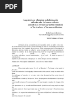 La Psicologia Educativa en La Formacion Del Educador