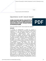 Habilidades Metalinguísticas No Processo de Alfabetização de Escolares Com Transtornos de Aprendizagem