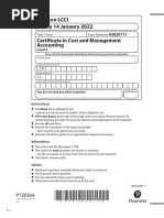 Lcci l3 Cost Management Accounting Ase20111 QP Jan 2022