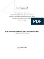 De Las Jurisdicciones Ordinarias y Especiales en El Proceso Penal y Demás Sujetos Procesales