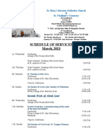 Schedule of Divine Services - March, 2023