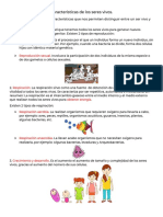 Resumen de Caracteristicas de Los Seres Vivos