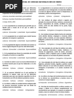 Examen Parcial de Ciencias Naturales Mes de Enero