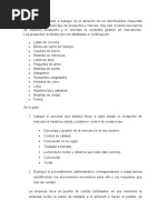 CASO PRÁCTICO TEMA 2 "Almacenaje y Preparación de Productos".