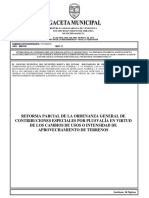 Reforma Parcial de La Ordenanza General de Contribuciones Especiales Por Plusvalía en Virtud de Los Cambios de Intensidad de Aprovechamiento de Terrenos