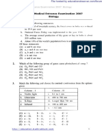 KEAM Medical Entrance Paper II Biology Question 2007