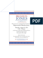 Rep. Brandon Jones August 25 Fundraiser Invitation