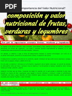 Composición y Valor Nutricional de Frutas, Verduras y Legumbres