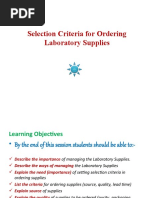 Session 04 Selection Criteria For Ordering Laboratory Supplies