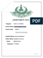 Assignment No # 1: Program: Course Name: Course Code