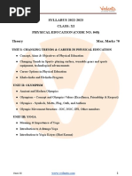 CBSE Syllabus For Class 11 Physical Education 2022-23 (Revised) PDF Download