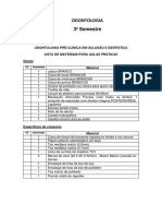 Lista de Materiais Pré Clínica Oclusão e Dentística 2023